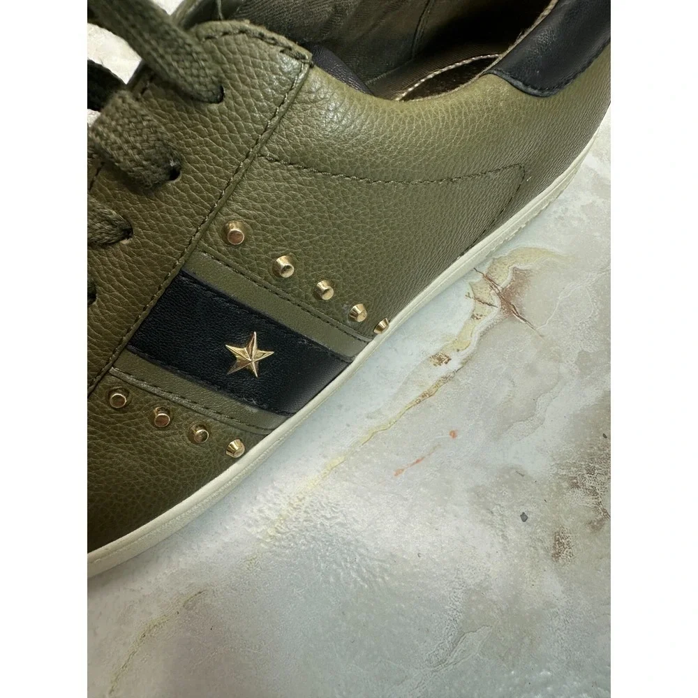 Michael Kors Frankie Striped Sneakers stars stripes stud metallic olive Die 9.5M